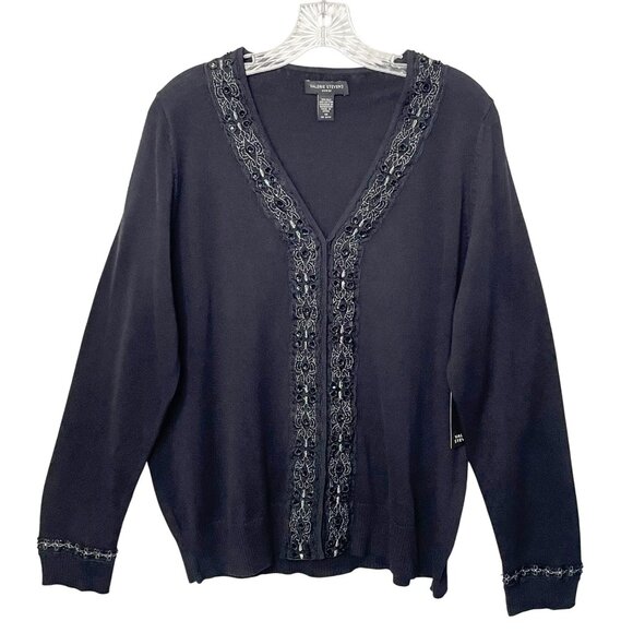 Valerie Stevens Silk Blend Beaded Embroidered Cardigan Sweater NWT Women’s 1X - Picture 9 of 9